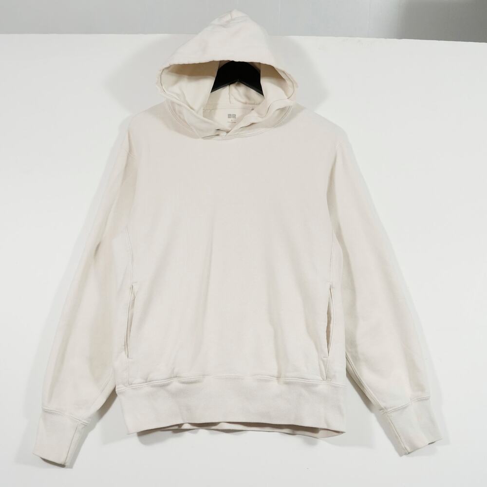 Uniqlo White Cotton Hoodie Men’s M | Side Pockets